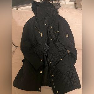 Michael Kors Long Quilted Jacket with Hood Size Large